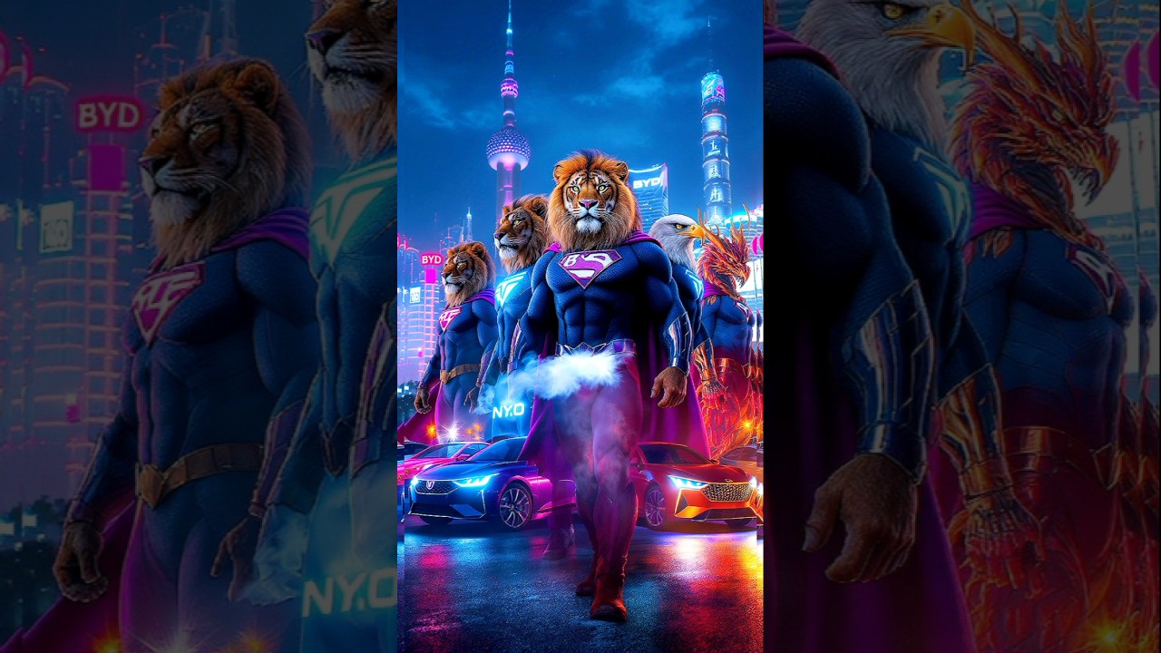 Chinese Supercars Meets Superheroes 🦁Epic AI Animation #ChinaCars #Superhero #AIAnimation #ASkeToonz