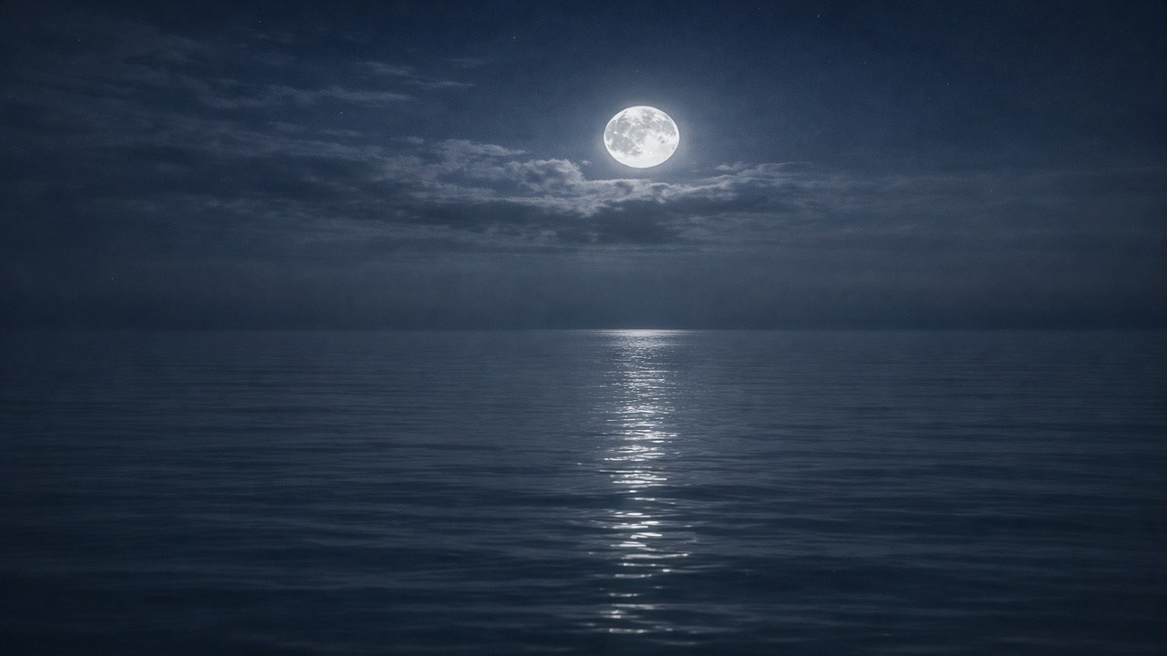 Moonlit Ocean Night 🌙 Soft Waves for Deep Sleep | No Music