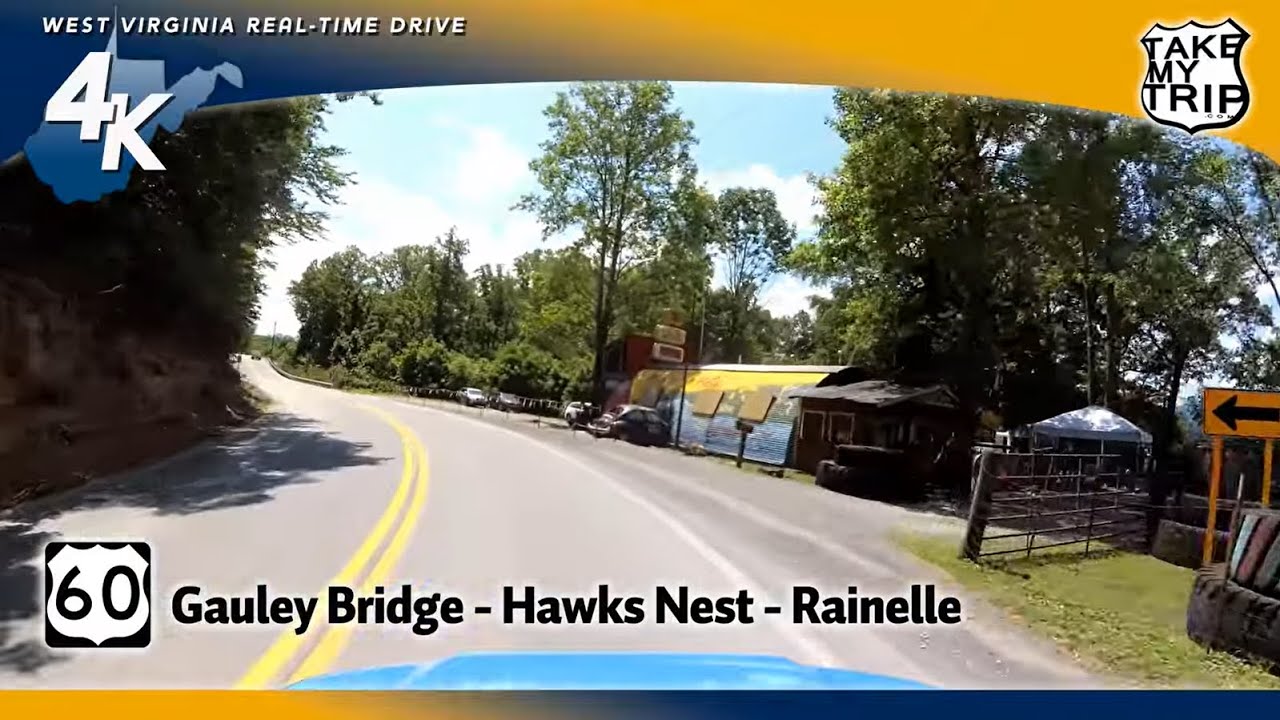 Curvy US 60 Midland Trail in WV! Gauley Bridge, Hawks Nest, Mystery Hole, to Rainelle scenic drive