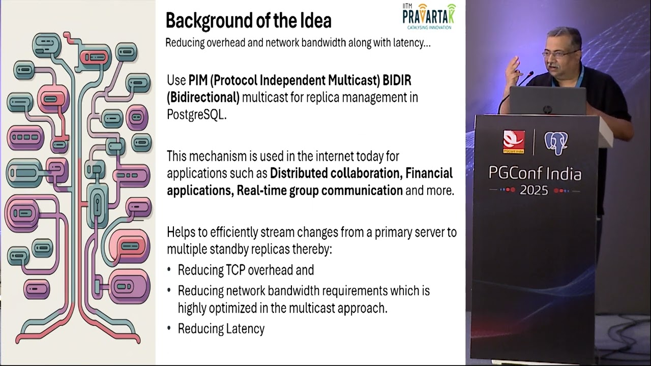 PGConf India 2025: Experimental approach towards Replication in Postgres by Balaji Venkat from IITM