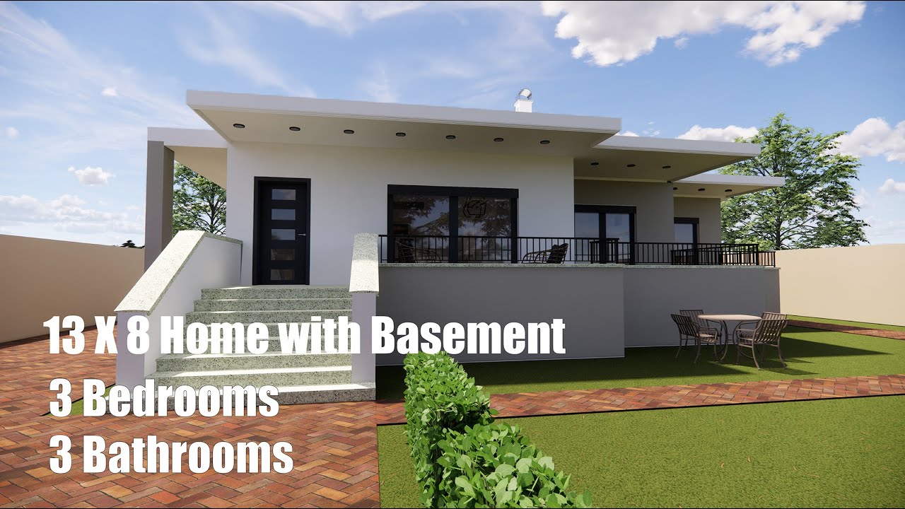 8x13m Single storey house with basement