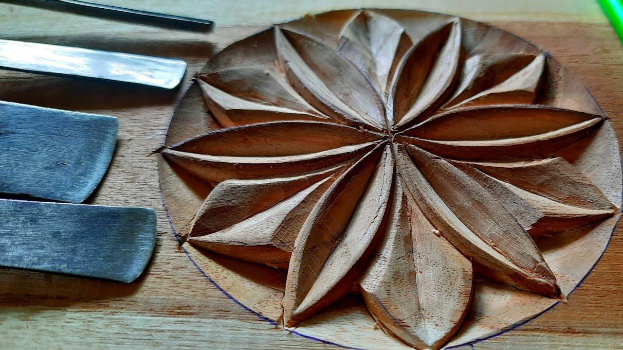 |making wood flower carving|UP wood art|4 chisel carving flower|wood working|