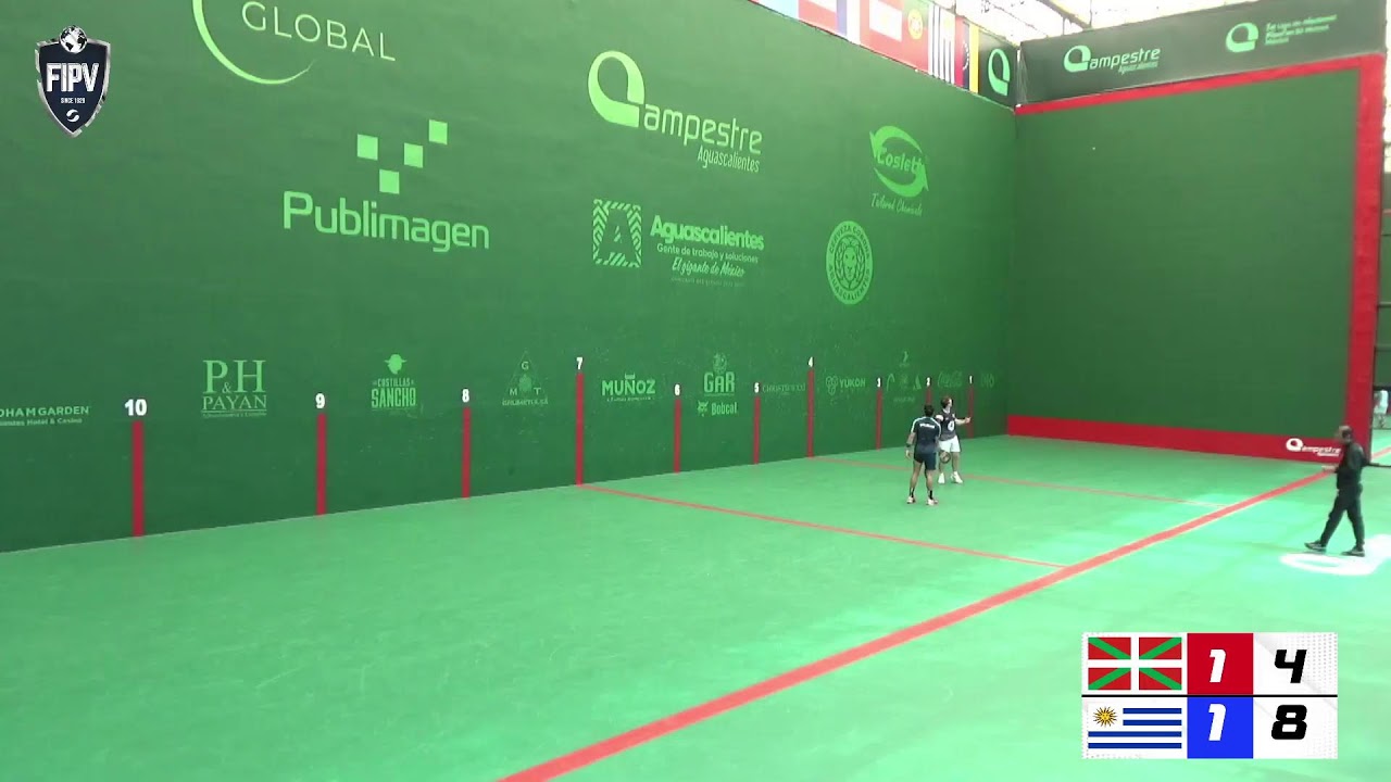Liga de Naciones de Frontón 30 mts.Euskadi vs Uruguay.Paleta Goma Masculina.
