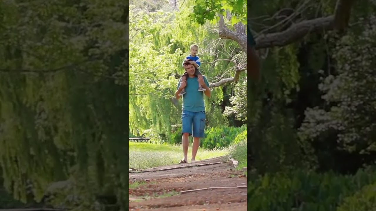 Father carrying son on shoulders walking in park Video | WaveBreak Media #shorts