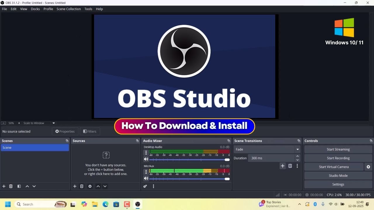 Как загрузить и установить OBS Studio в Windows 11/10 (руководство для начинающих)