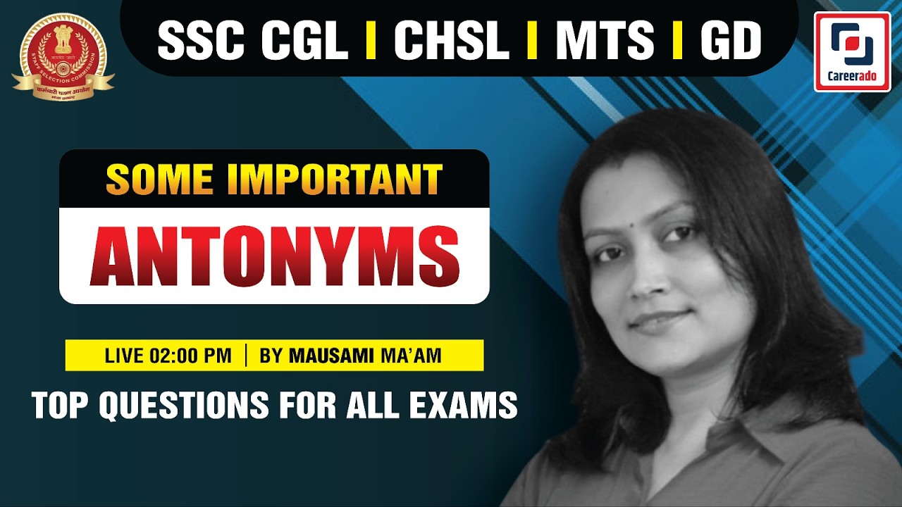 SSC GD ENGLISH I ANTONYMS  I  SSC GD English Classes 2026 I MAUSAMI MA'AM I Careerado