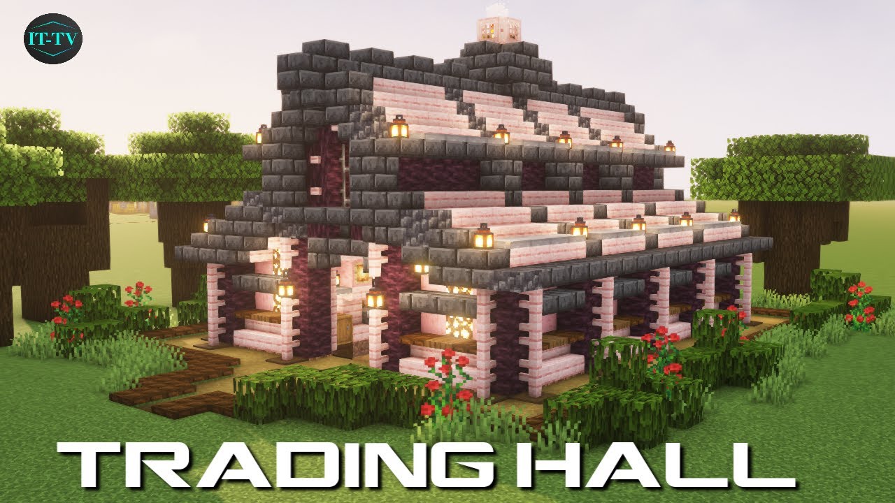 How To Build A CHERRY WOOD VILLAGER TRADING HALL In Minecraft - TUTORIAL