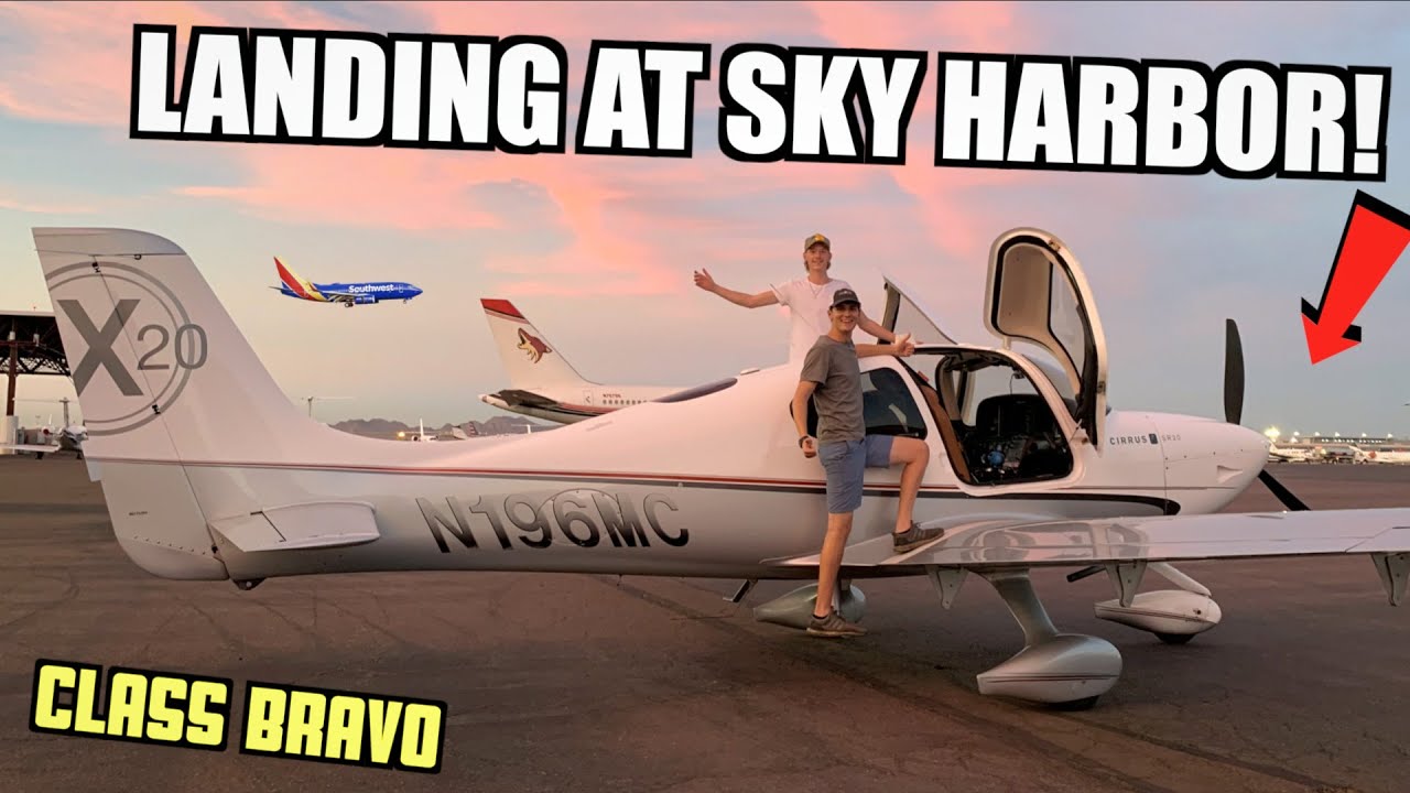 Landing a Cirrus SR20 at Phoenix Sky Harbor PHX (Busy Class Bravo)