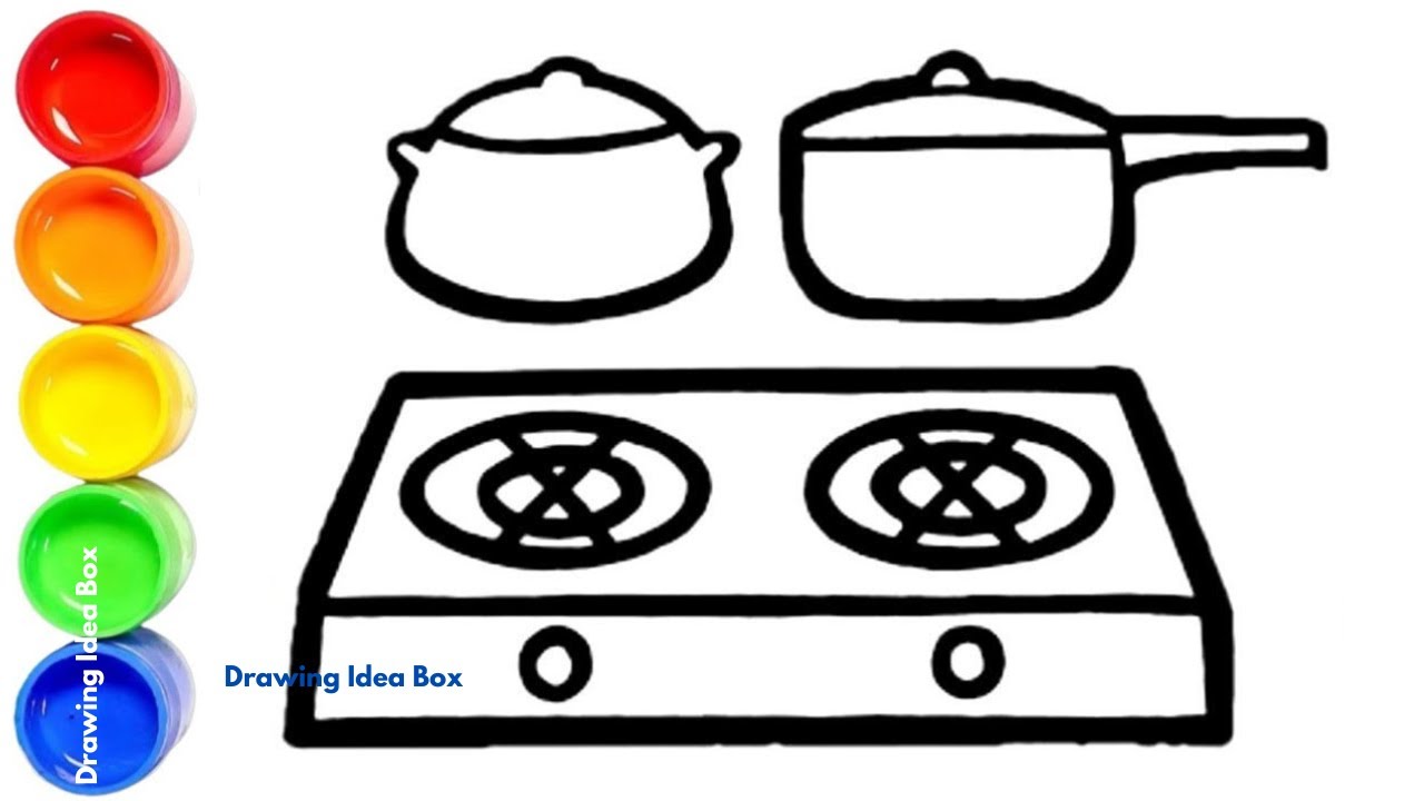 Drawing a Cooking Pot 🍳 👩‍🍳 | Fun Kitchen Items Drawing Ideas for Kids | Drawing Ideas Box