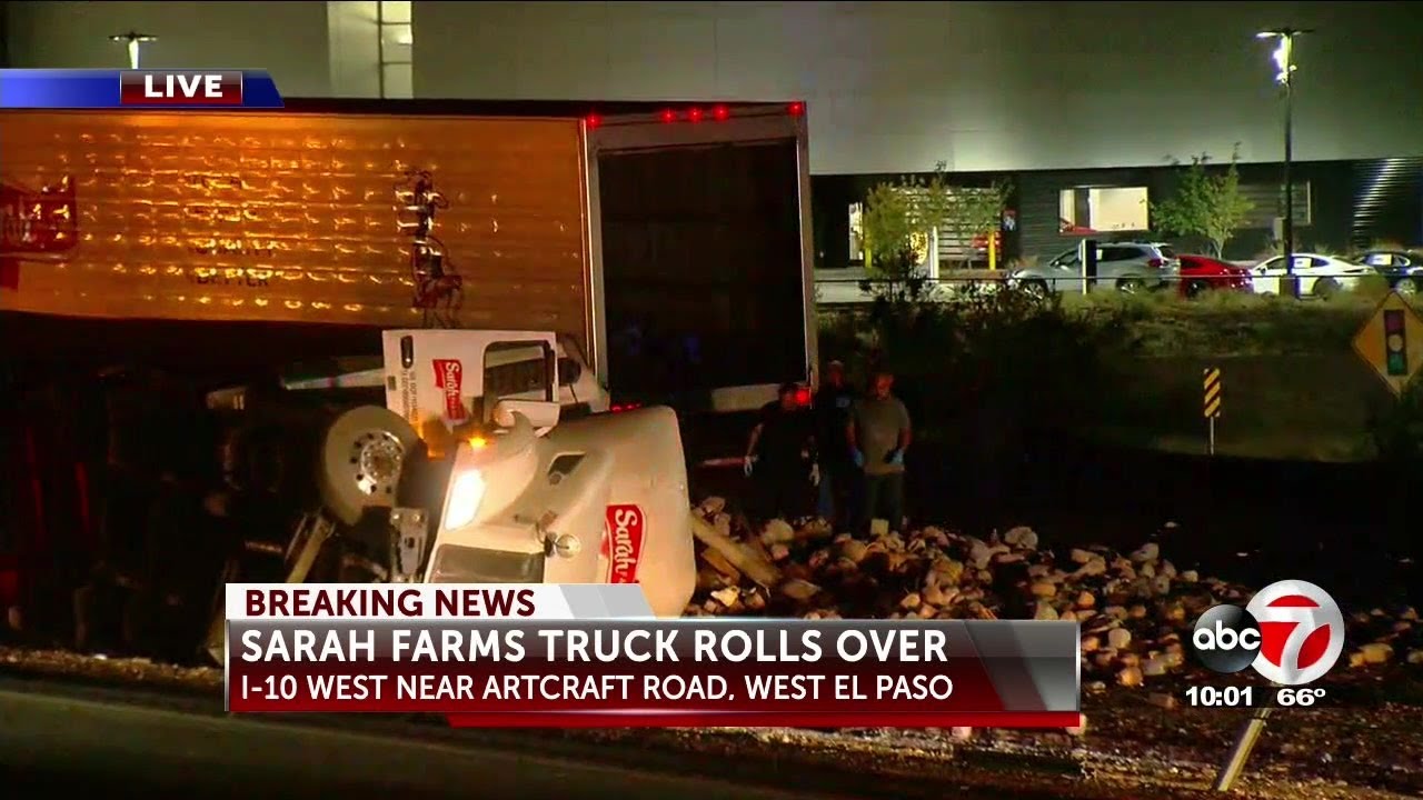 Milk truck spills after crashing, overturning on I-10 in west El Paso