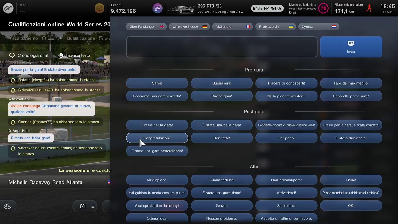PS5  GT7 Game Play Italy World Series Manufactures Cup 2026 round 1 january 14 classe GT3 / Gr3
