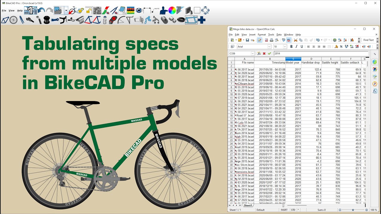 Tabulating specs from multiple bikes in BikeCAD Pro