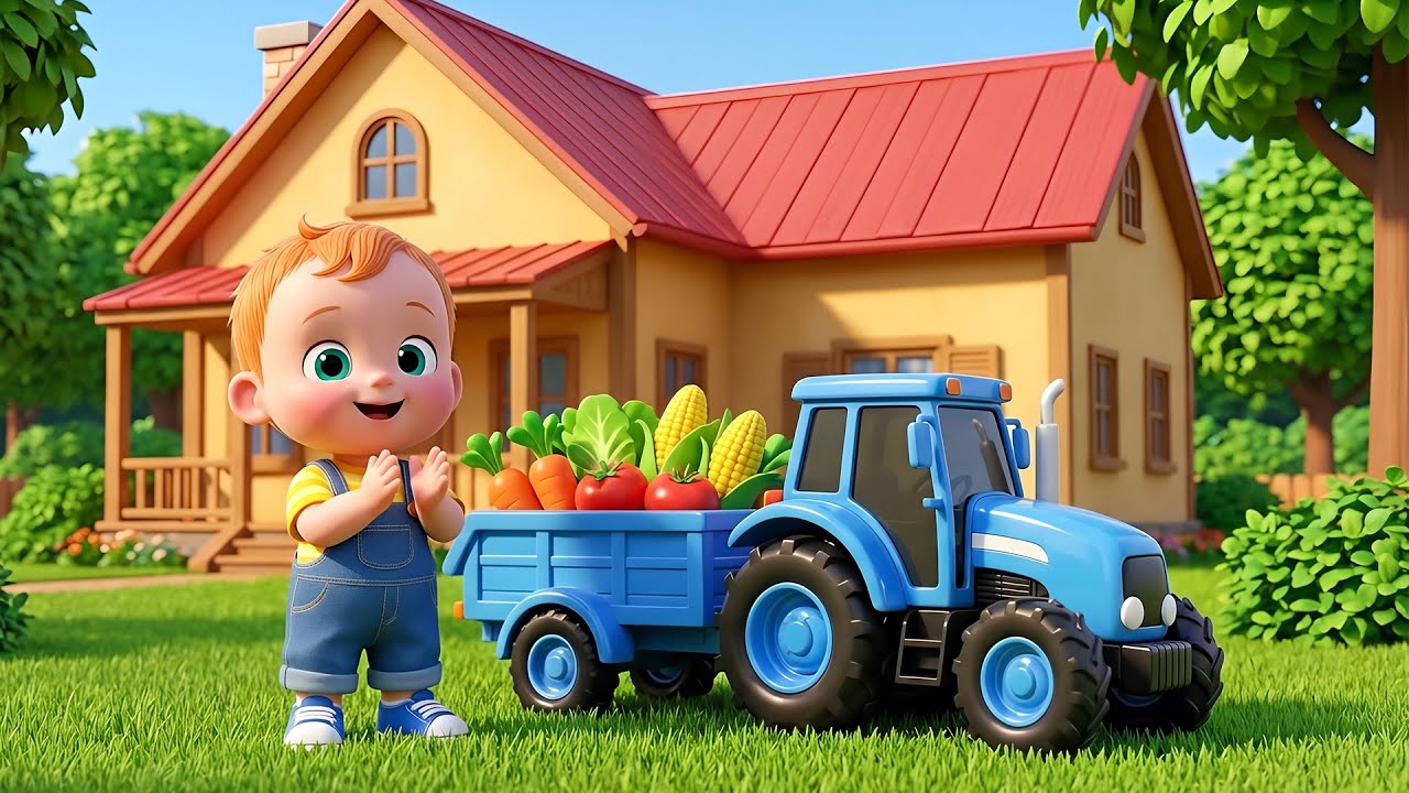 🚜 Blue Tractor Adventure Harvesting Fun with Daddy!   Kids Farm Song & Nursery Rhymes