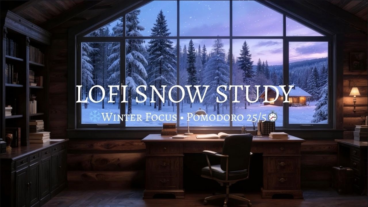 Lofi Snow Study Music ❄️ Winter Focus &bull; Pomodoro 25/5 Timer | Deep Work & Study Session