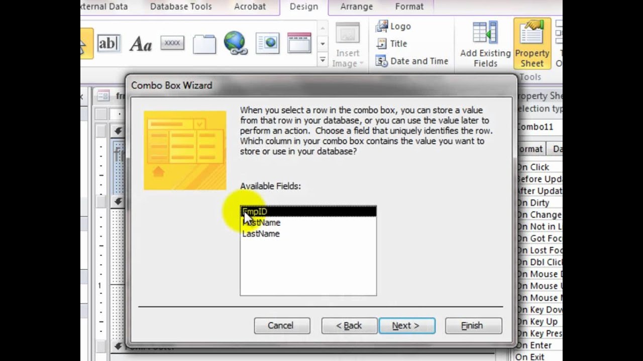 Access 2010: Auto populate fields using a combo box in forms.