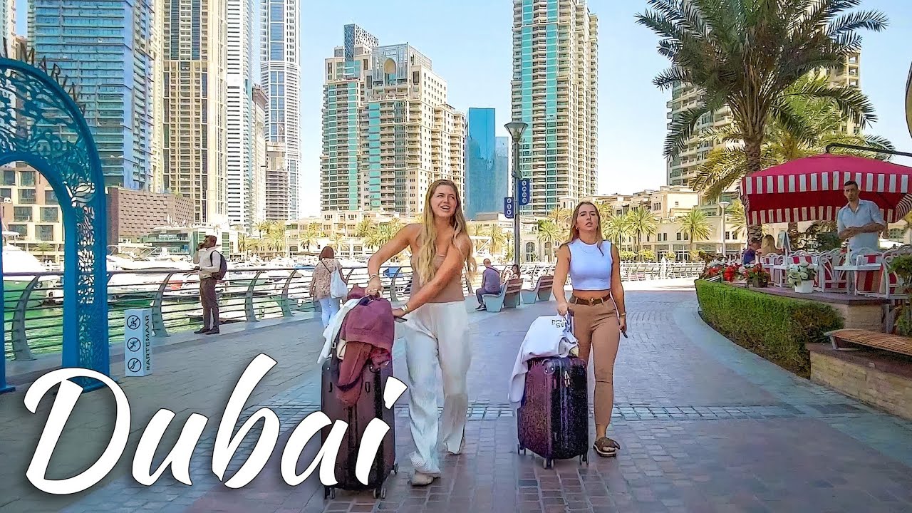 One day in Dubai. Creek harbour and Dubai Marina. City walking tour.