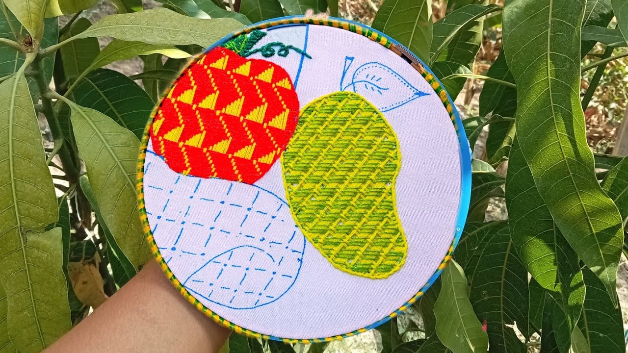 como bordar un mango🥭#7con una Puntada ideal para cualquier diseño entre hojas,flores,canastas,etc.