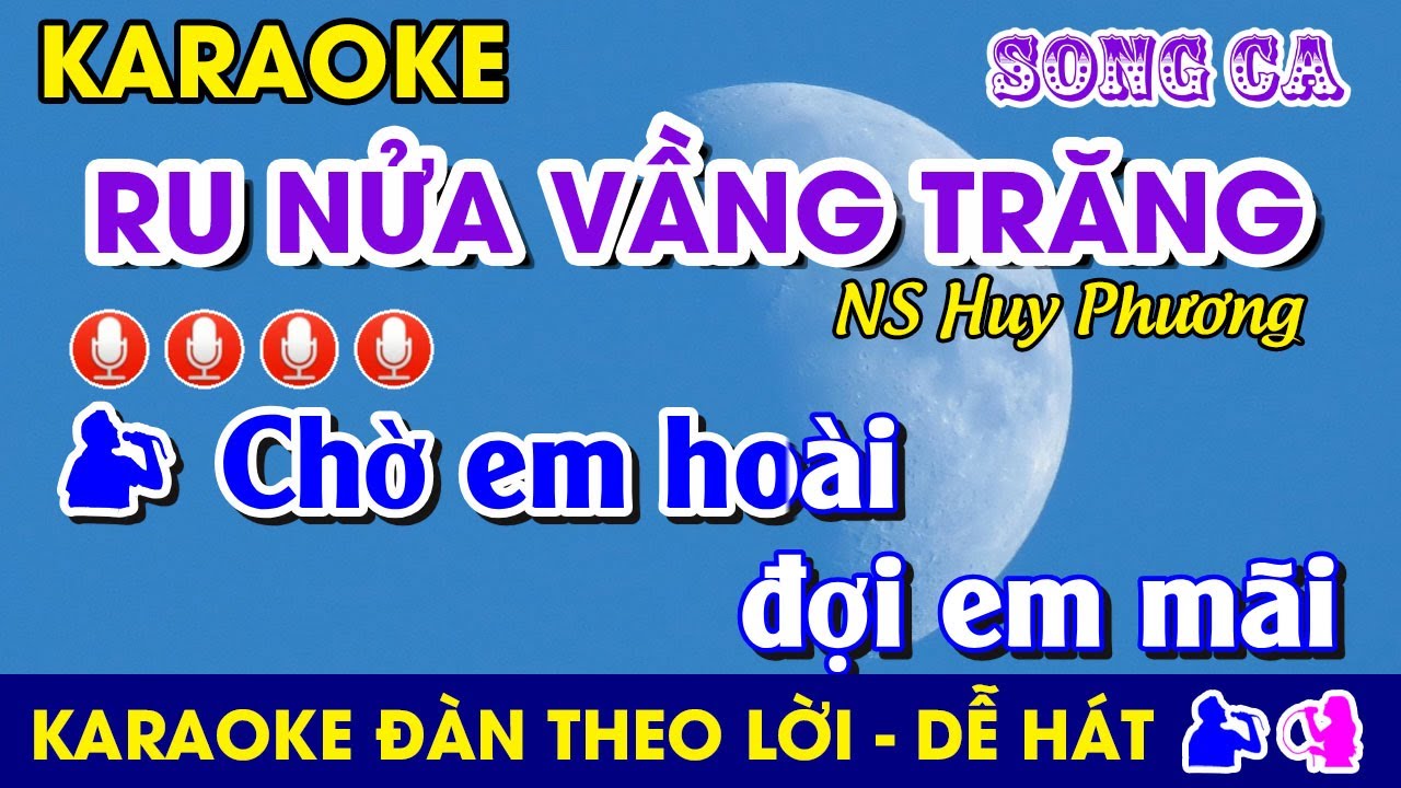 #Karaoke RU NỬA VẦNG TRĂNG - Tone SONG CA (G#m) Nhạc Sống #runuavangtrang #huyphuong #bolero