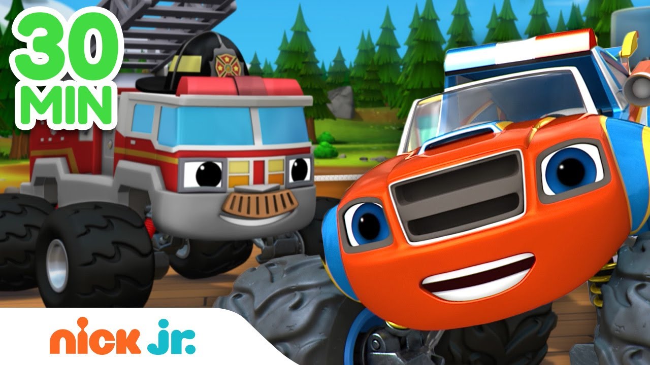 Blaze Fire & Police Emergency Rescues! 🚒🚓 w/ AJ & Watts | 30 Minute Compilation | Nick Jr.
