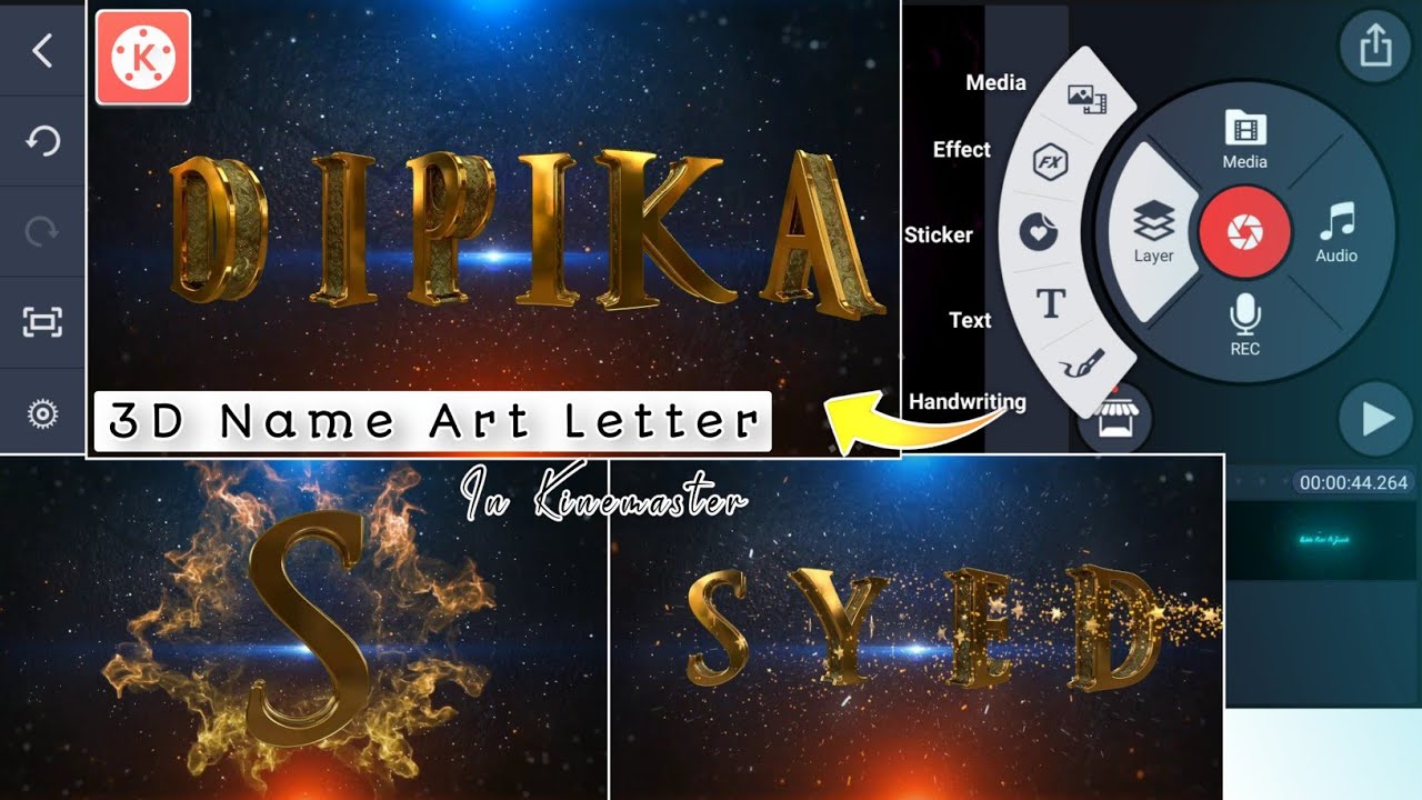 3D Name Art Letter Video Editing In Kinemaster | 3D Text Video Editing WhatsApp Status Editing