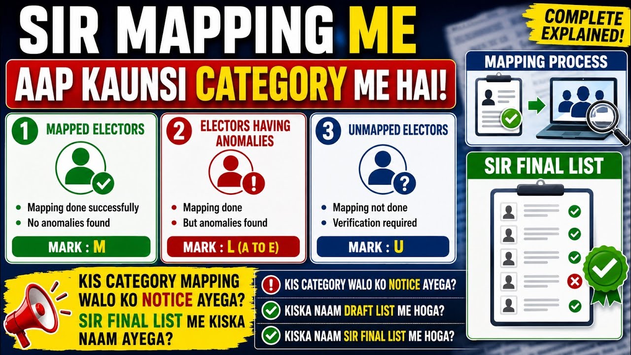 SIR Mapping Me Aap Kaunsi Category Me Hai? | Kis Category Ko Notice Aayega? | SIR Final List 2026