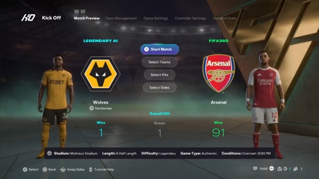 EA SPORTS FC 26 | Legendary | Premier League | Wolves v Arsenal | Molineux Stadium