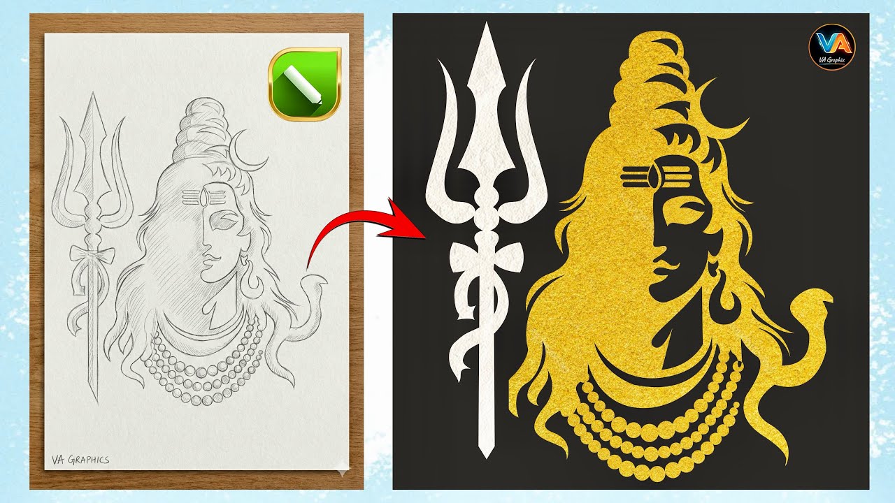 CorelDRAW में भगवान शिव स्केच से गोल्डन डिज़ाइन कैसे बनाएं | Har Har Mahadev Design Tutorial