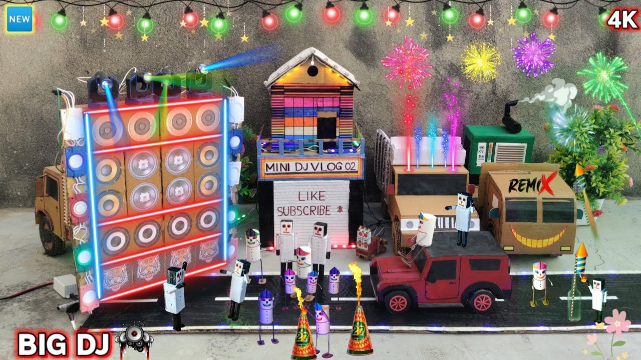 🆕 Mini Dj Truck loading At-New Home by cardboard making dj truck sharpy light big dj setup loading  