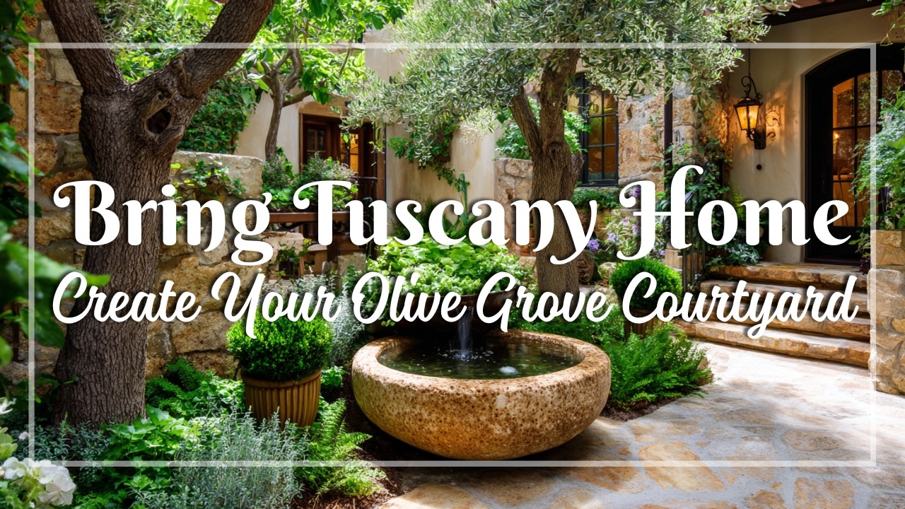 Mediterranean Olive Grove Garden for Courtyards 🌳 Vintage Rustic Beauty with Elegant Timeless Grace