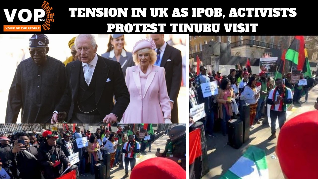 В Великобритании нарастает напряженность: IPOB и активисты протестуют против визита Тинубу.