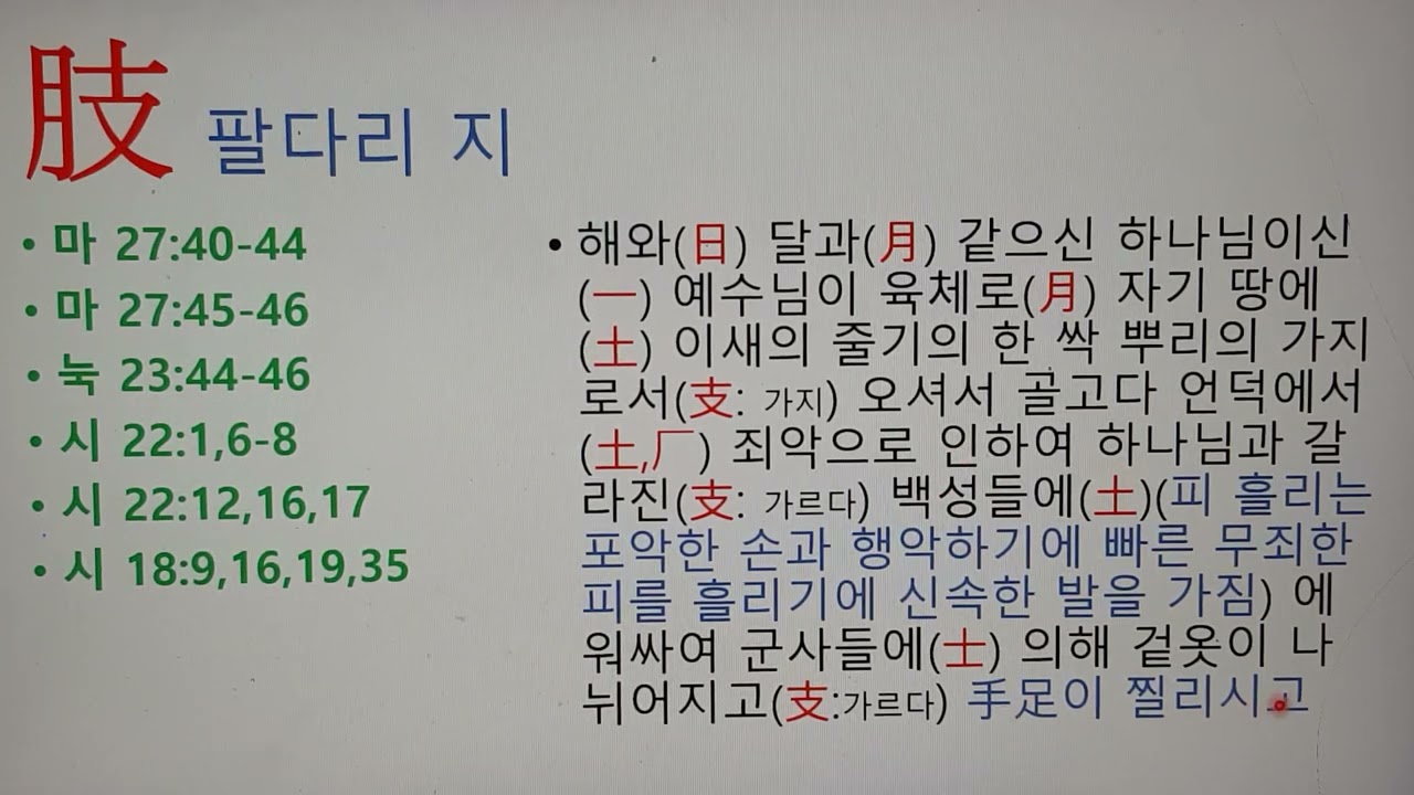 팔다리 지 (肢) 성경 한자, 수족이 찔려 십자가에 달리신 예수님을 보이다イエス&middot;キリスト