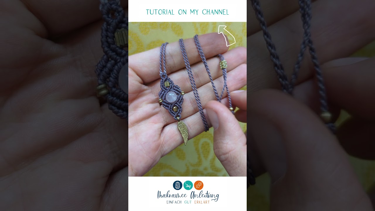 Makramee Kette mit Feder