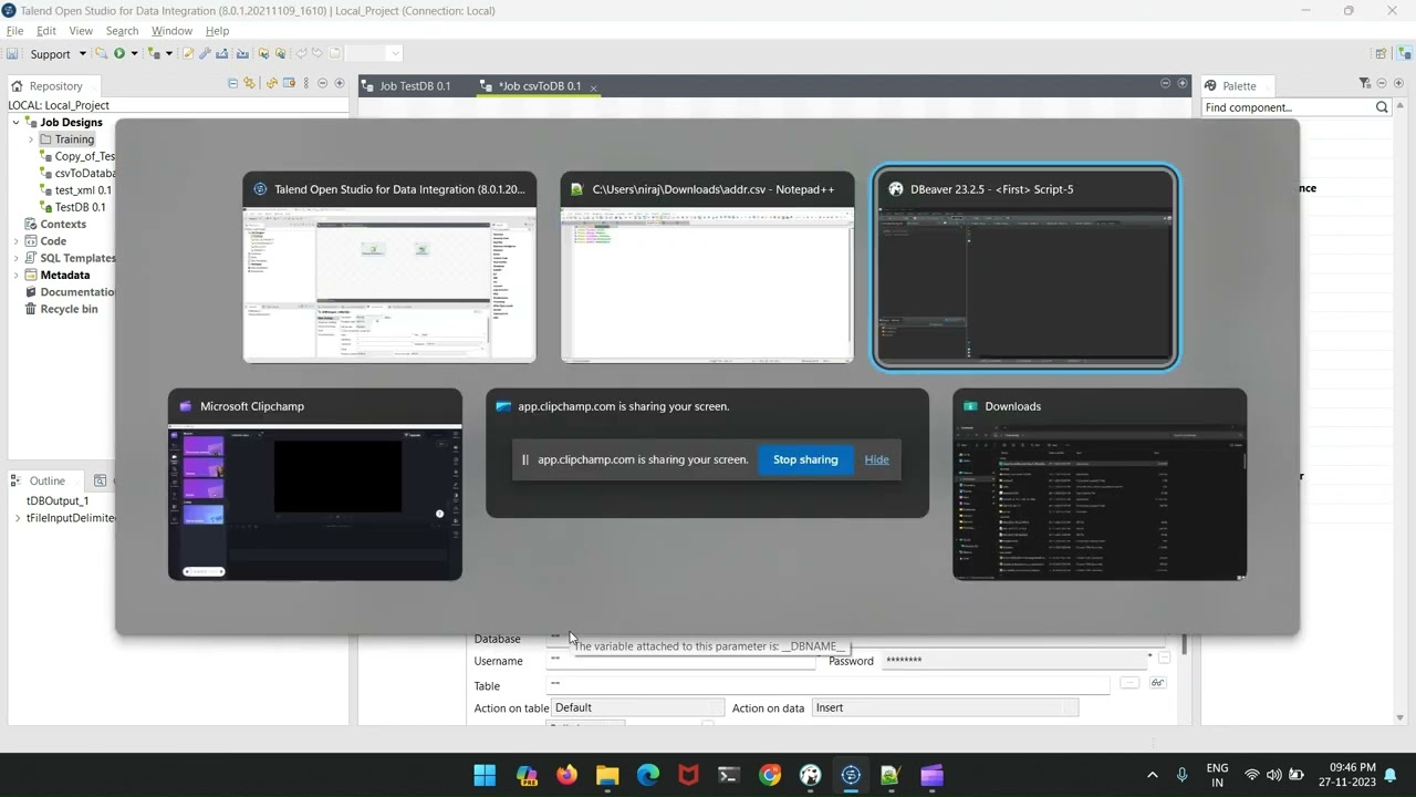 Talend load delimited csv file to Database table using tfileinputdelimited, tdboutput and tlogrow