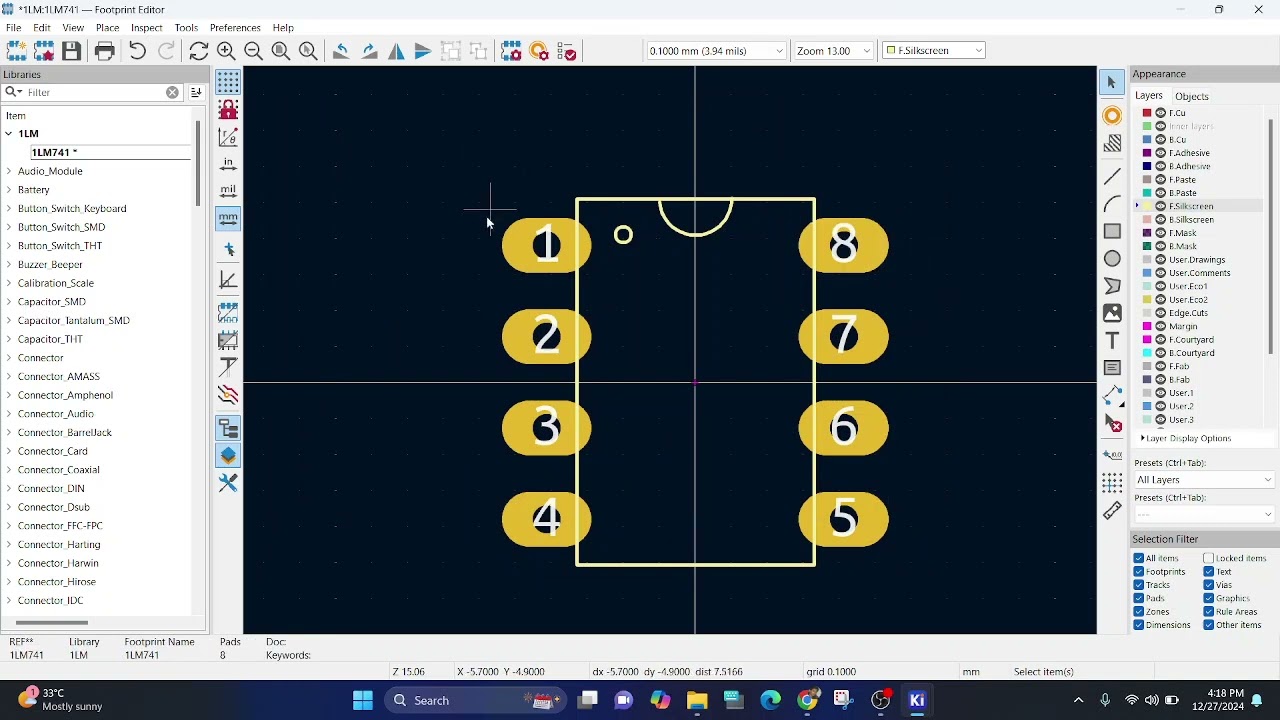 Footprint creation in KiCAD