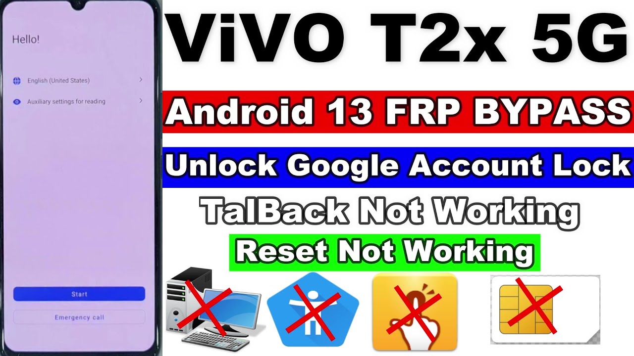 ViVO T2x 5G FRP Bypass Android 13 - TalBack Not Working - Without Pc 2023/Google Account Lock Remove