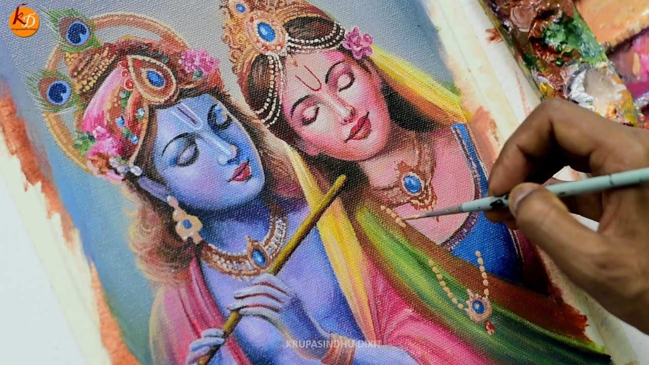 Lord Krishna Canvas Painting / acrylic painting for beginners / Radha Krishna