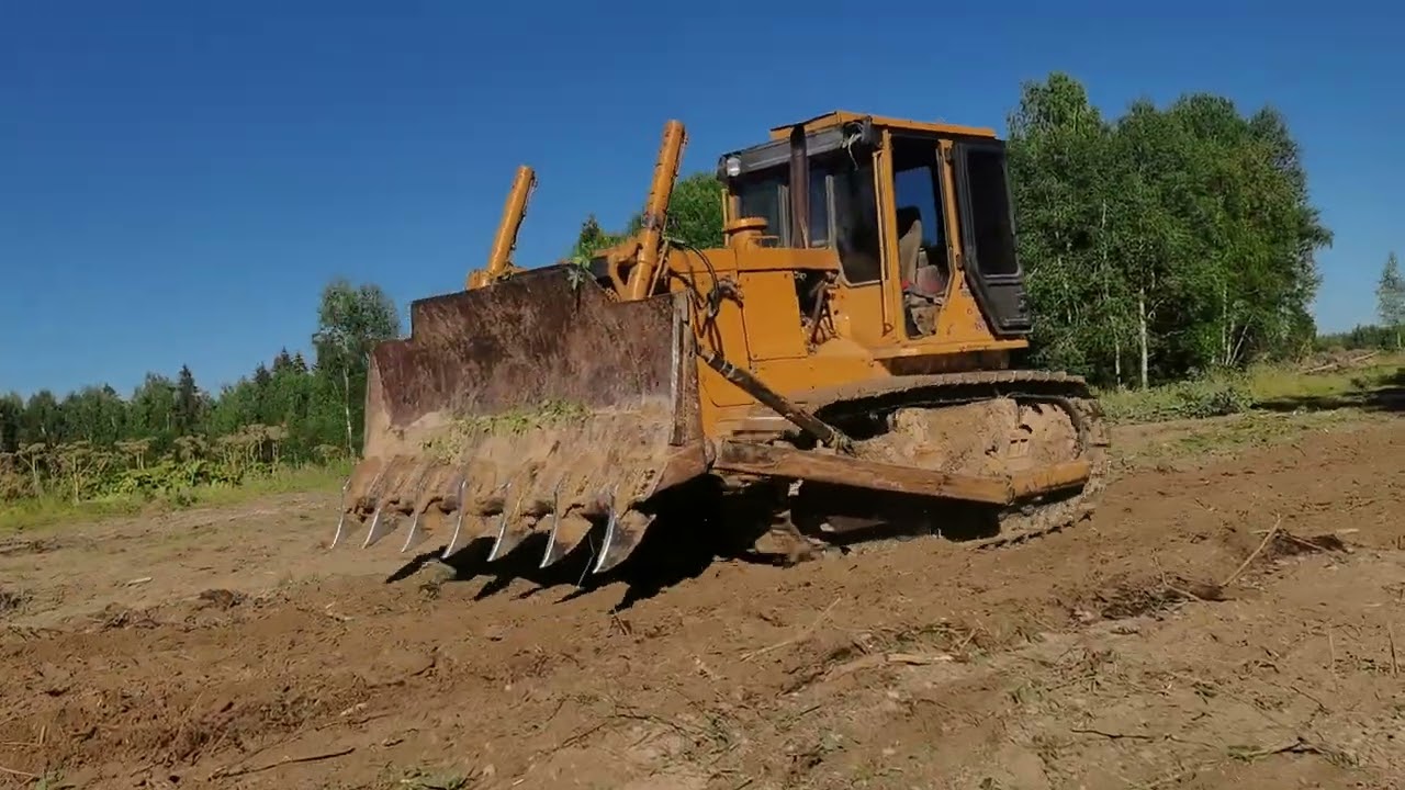 Корчевка сельхоз земли, бульдозер чтз Б10