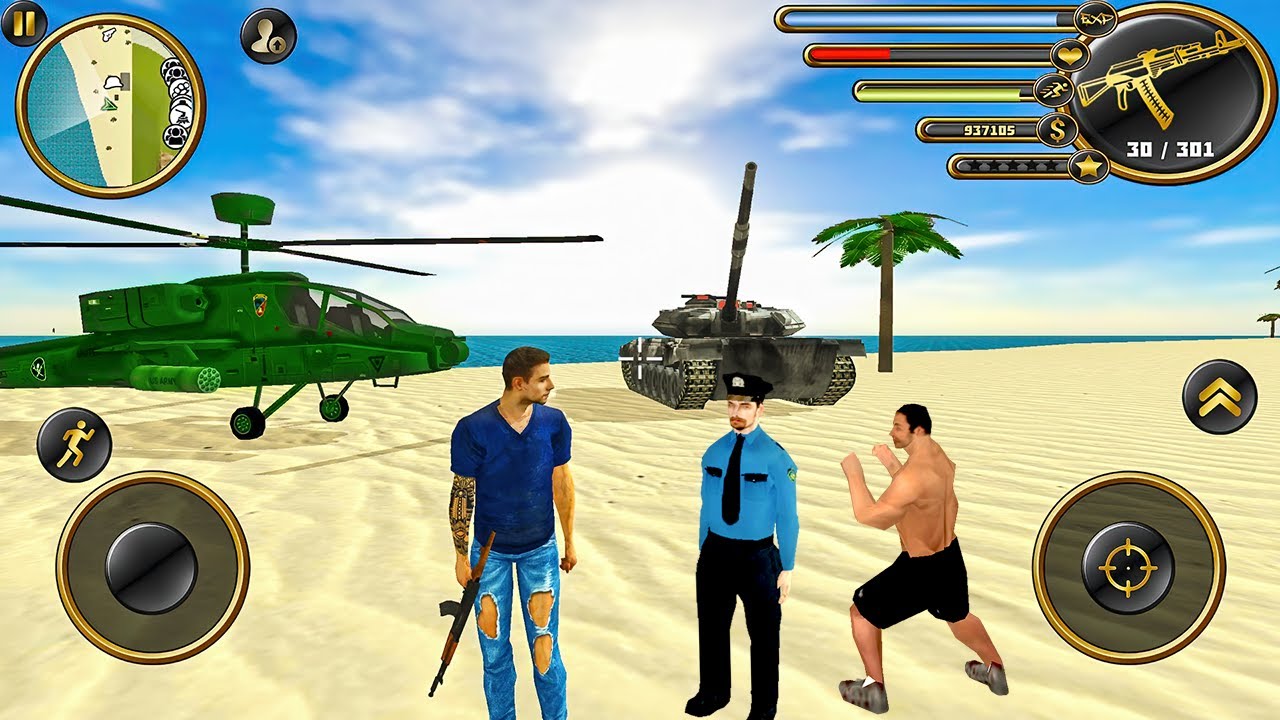 Miami Gangster Crime Simulator - Tank and Helicopter #2 - Android Gameplay