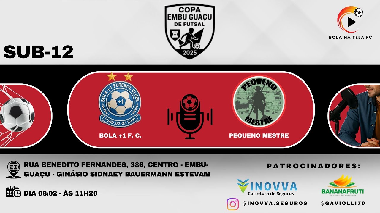 BOLA +1 FUTEBOL CLUBE X PEQUENO MESTRE - SUB-12 - COPA EMBU-GUAÇU DE FUTSAL