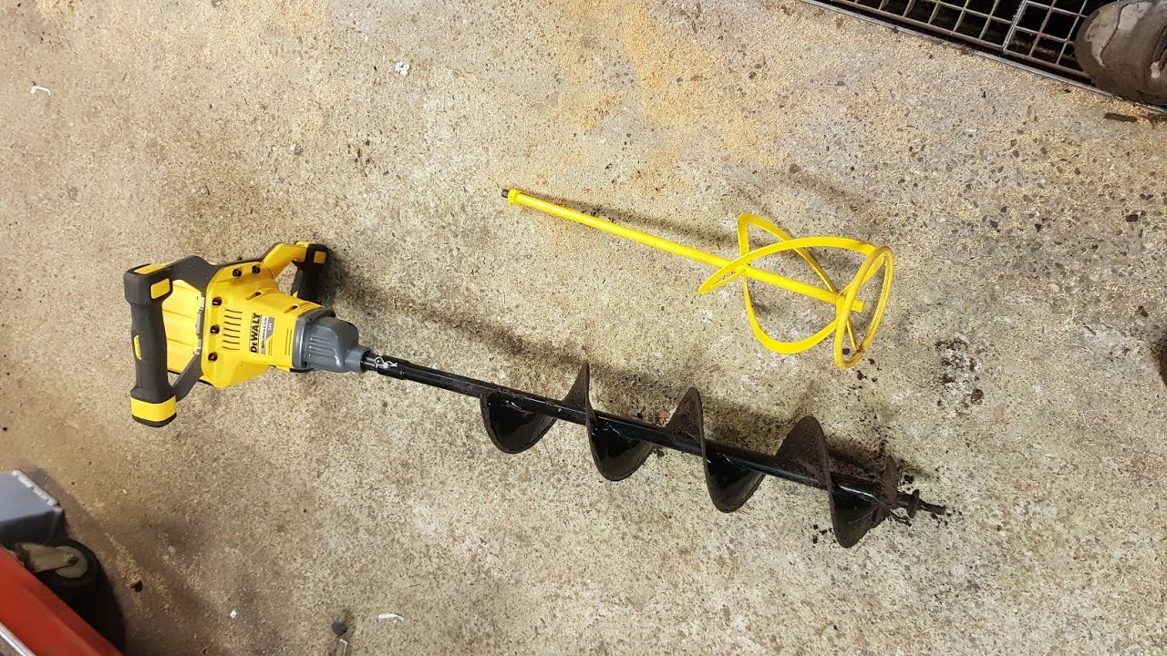 DeWalt DCD240 mixer with earth auger adapter 54v flexvolt