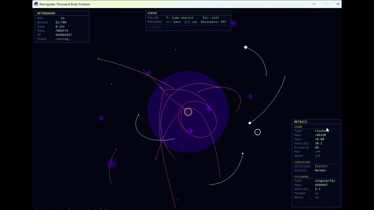 Retrograde: N-Body Physics Simulation
