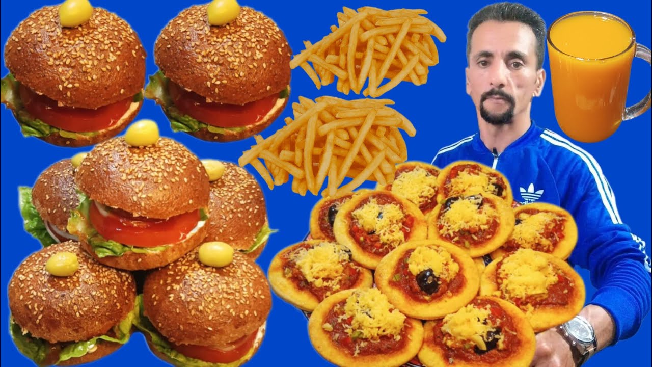 غدي تندمي علاش كنتي تتخدمي بالدقيق الحلويات بيتزا+ همبرجرر من عجينة واحدة في غاية الروعة