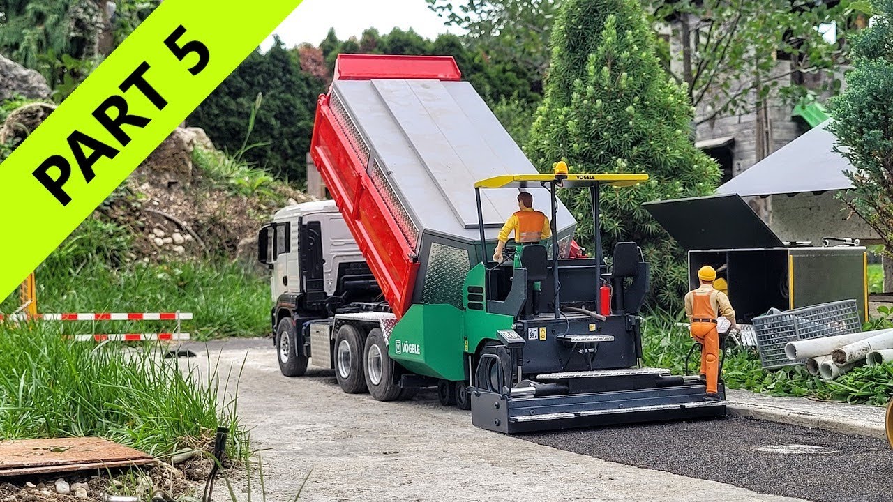 Road reconstruction, RC Excavator Hitachi ZX135US, Yanmar, Voegele Finisher, multilift, PART 5