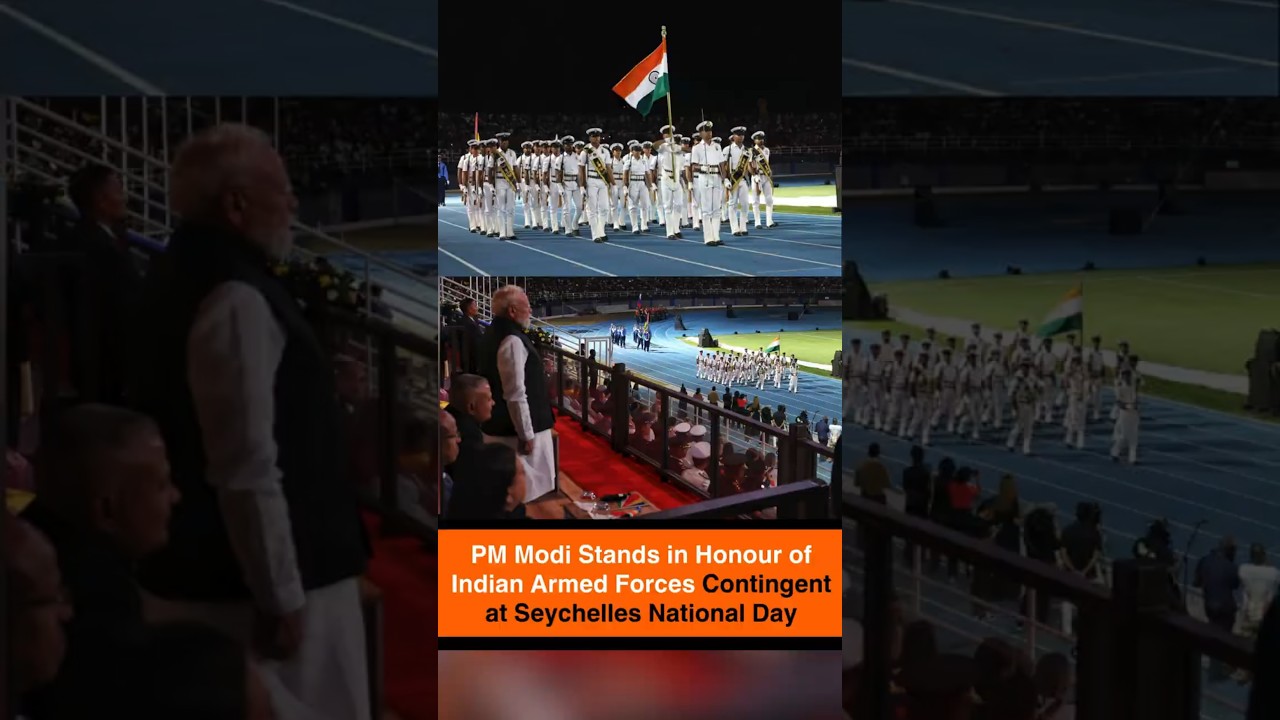PM Modi Stands in Honour of Indian Armed Forces Contingent at Seychelles National Day