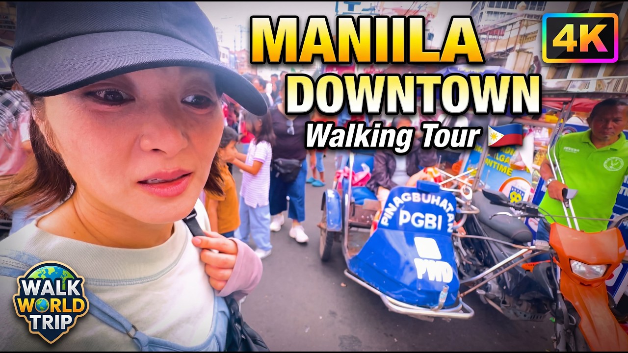 MANILA DOWNTOWN Walking Tour 🇵🇭 Philippines Street Walk 4K