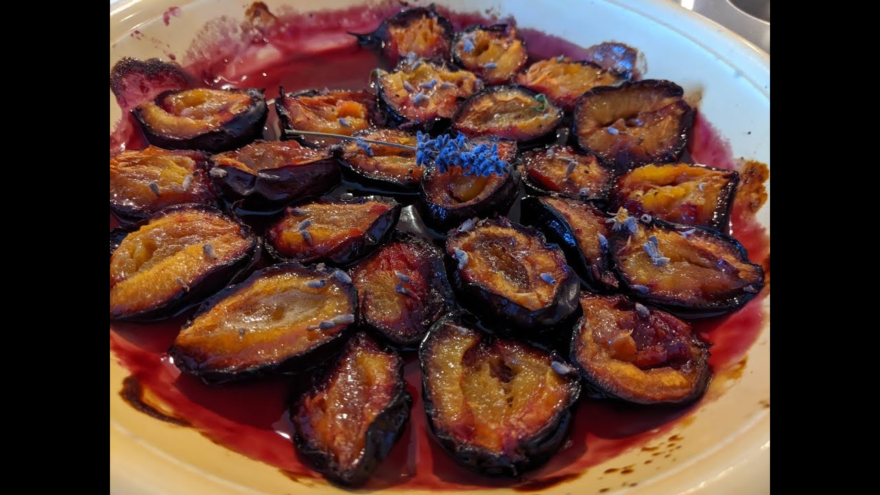 How to Make Honey Lavender Roasted Italian Plums -  Super Easy Dessert!