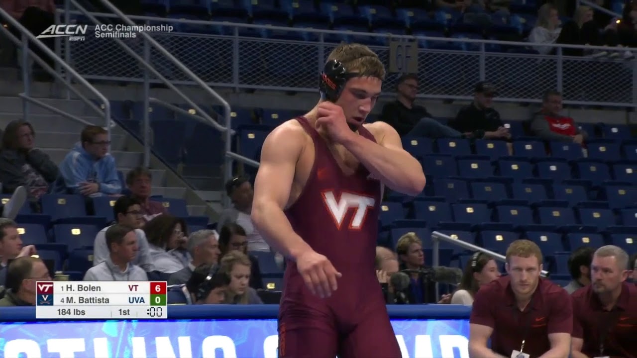 184lbs Hunter Bolen (Virginia Tech) maj dec Michael Battista (Virginia)