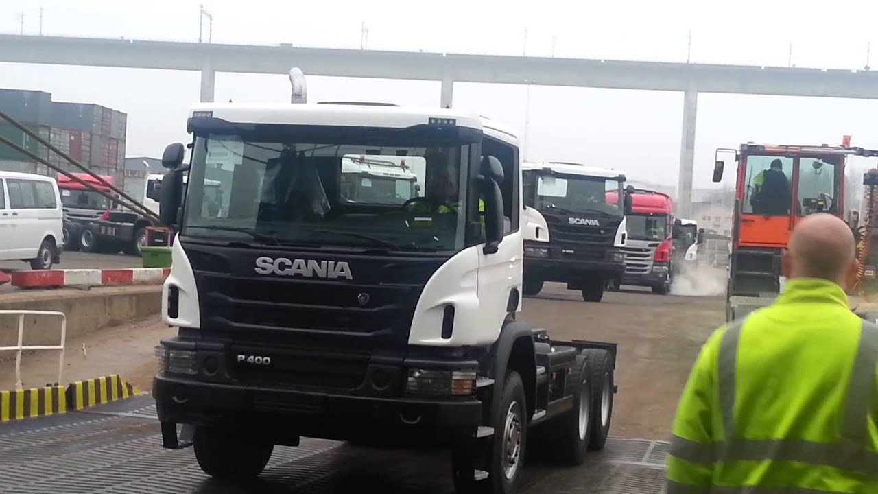Loading of Scania trucks in Port of S&ouml;dert&auml;lje to a DFDS Seaway vessel
