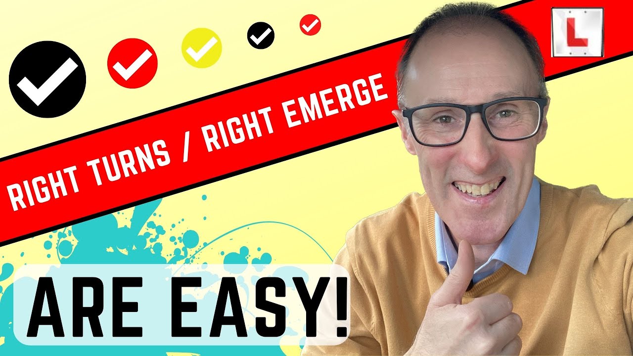 Driving lesson on right turns and right emerge