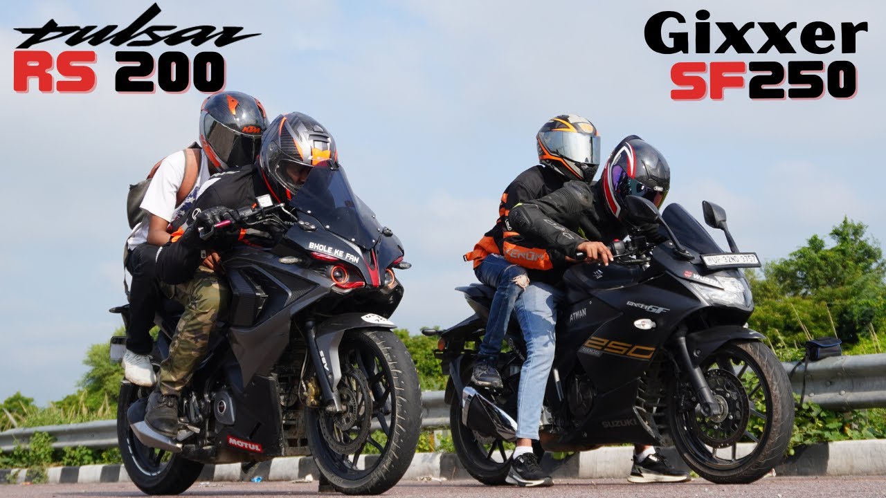 Bajaj Pulsar RS200 vs Suzuki Gixxer SF 250 with Pillion Drag Race - Loaded Battle